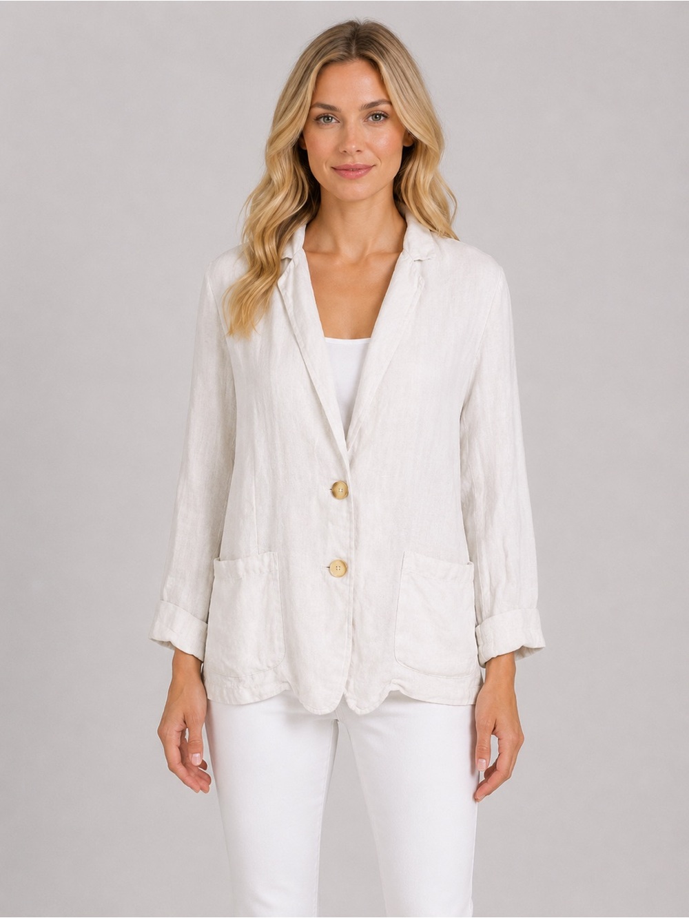 Anthropologie Velvet by Graham & Spencer Linen Blazer Ivory Women’s Size XS